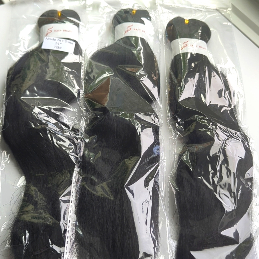 3 Easy Braid Extensions Pre Stretched Black 14" Long